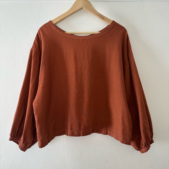 Rust Button-Up Women's Top - Picture 2 of 5